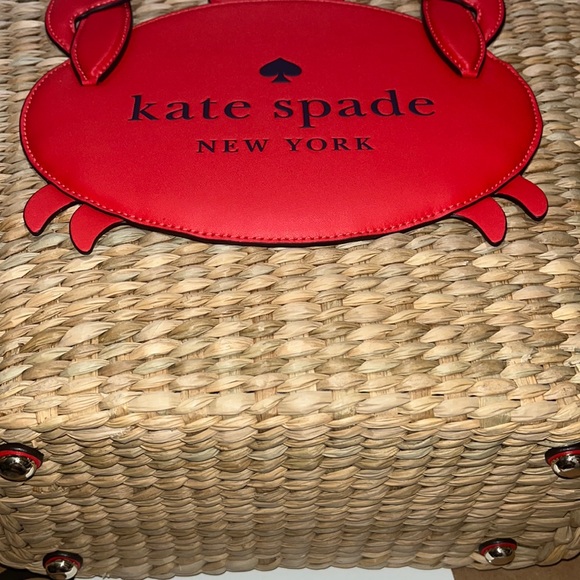 ♠️kate spade Pinch Me Crab Large Natural Straw Tote - Picture 12 of 14